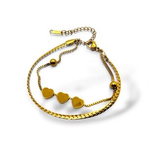Gold Heart Charm Bracelet
